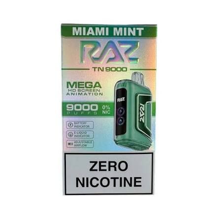 RAZ TN9000 0% NICOTINE Miami Mint