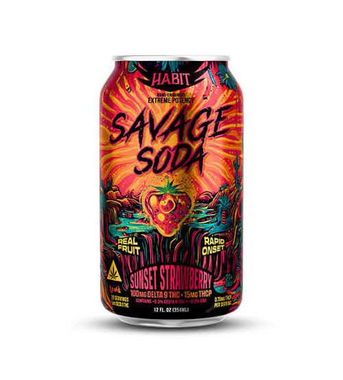 Habit D9 THCP Savage Soda 115mg Sunset Strawberry 