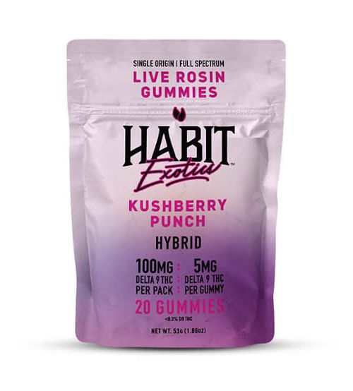 Habit D9 Live Rosin Gummies 100mg Kushberry Punch 20ct
