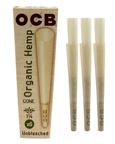 OCB Organic Hemp Cone Unbleached 1 1/4 6pk
